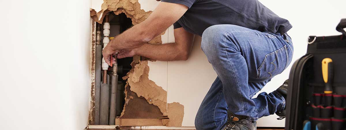 Residential plumbing leak requiring urgent attention