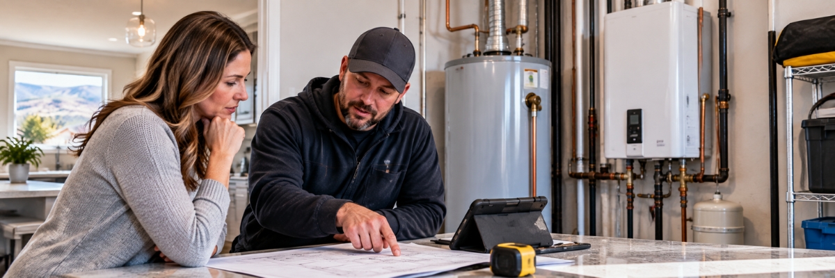 Residential water heater being evaluated for household hot water requirements