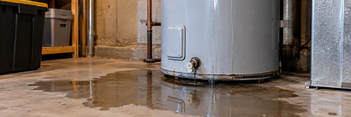 Water leaking around a residential water heater