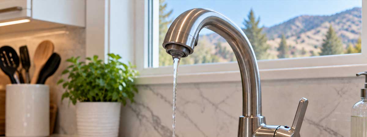 Residential faucet being checked after a sudden drop in water pressure